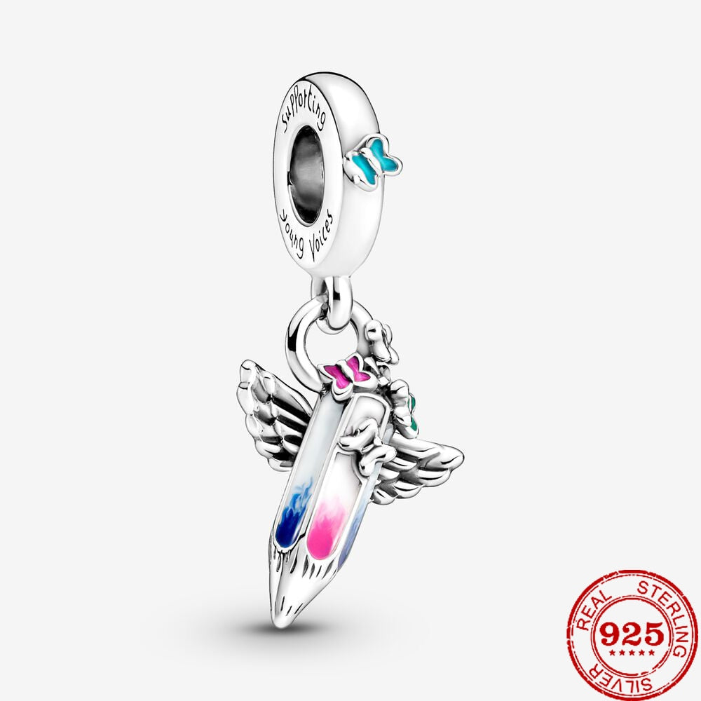 CHARM STERLING 925 PENNA PENDENTE