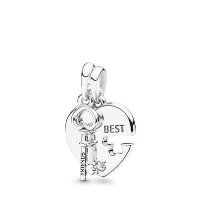 CHARM STERLING SILVER 925 CUORE BEST FRIEND CHIAVE INFINITO HAPPY BIRTHDAY CLIP