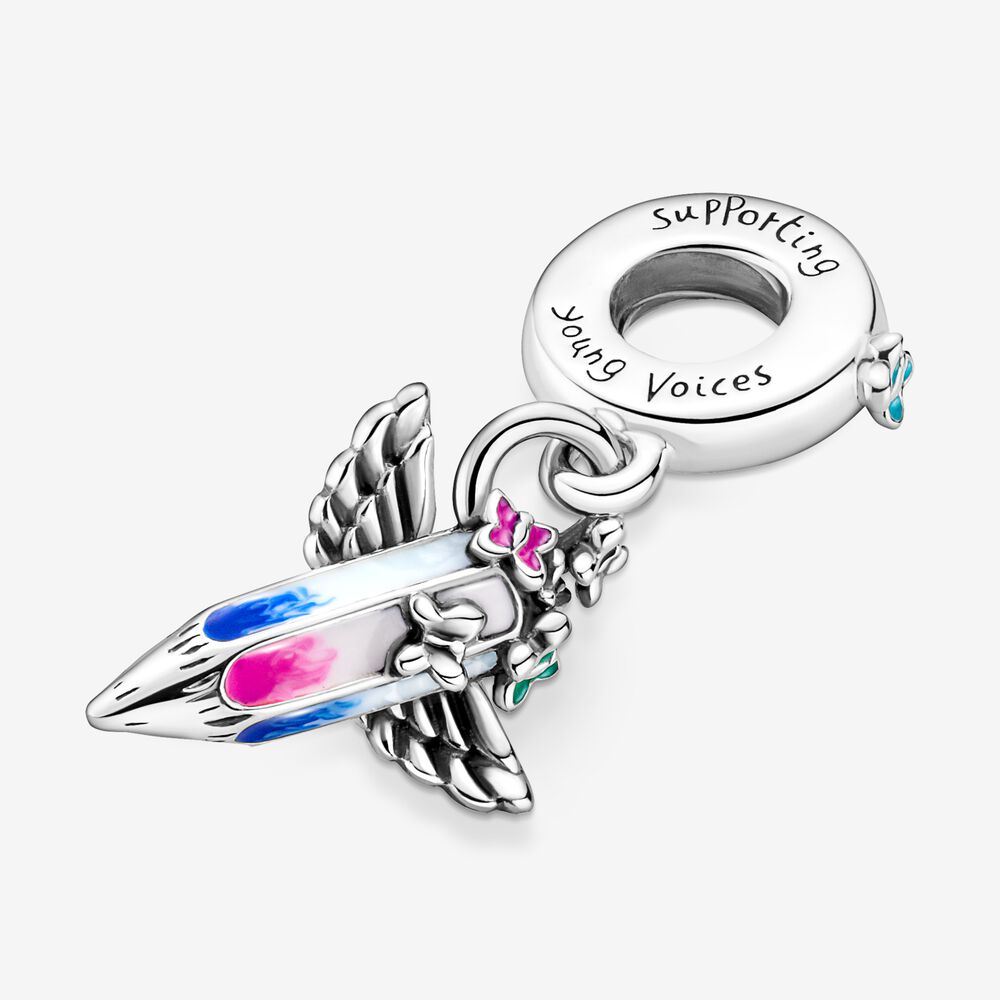 CHARM STERLING 925 PENNA PENDENTE