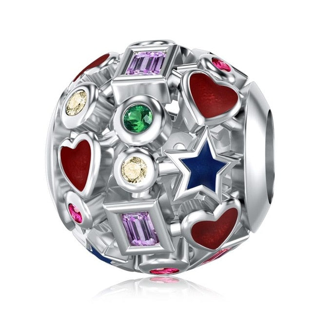CHARM STERLING SILVER 925 ROSSO CUORE