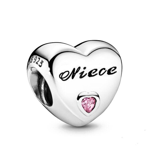 CHARM STERLING SILVER 925 CUORE FAMILY MOM WINE