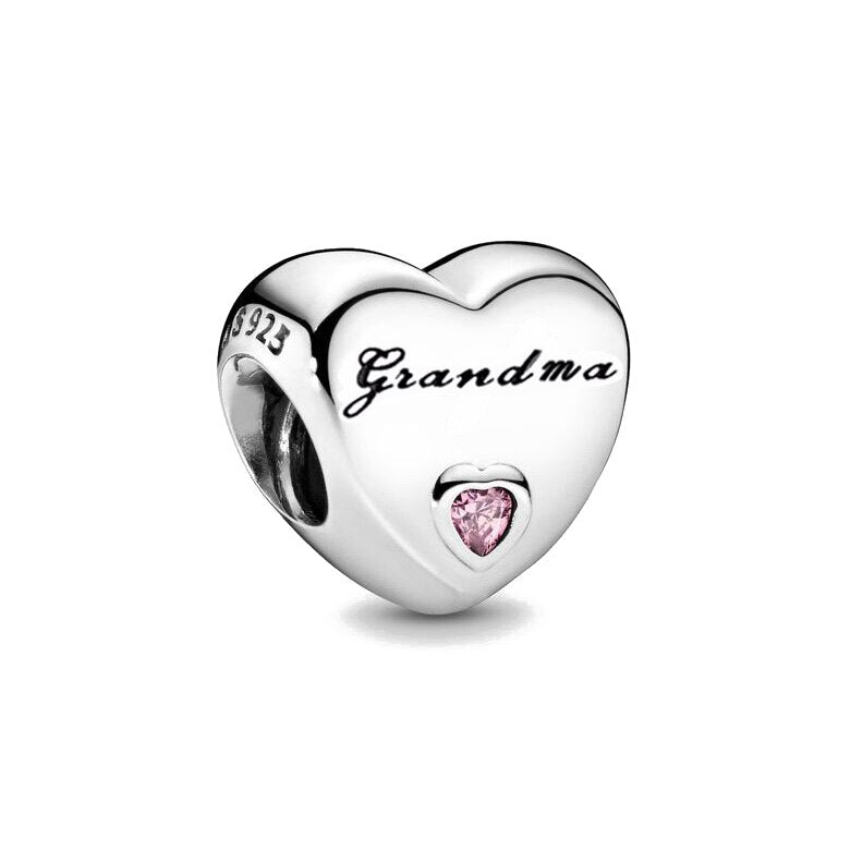 CHARM STERLING SILVER 925 CUORE FAMILY MOM WINE
