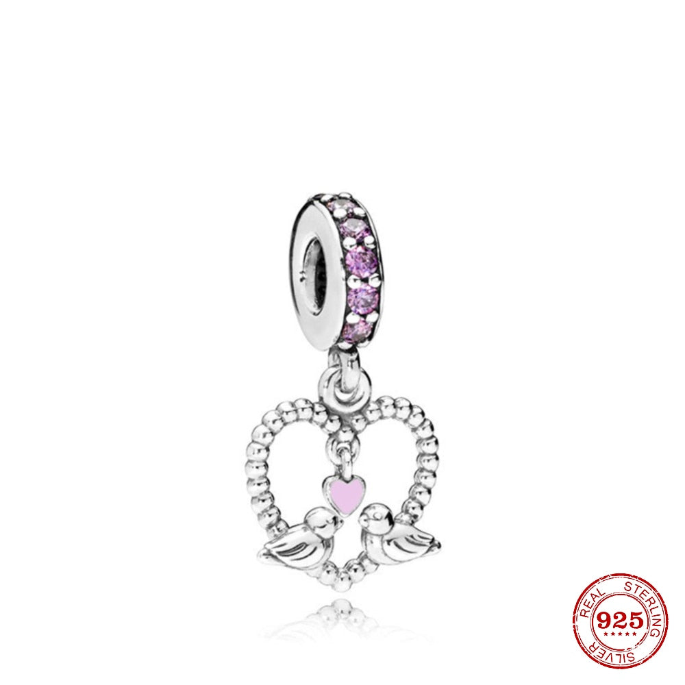 CHARM STERLING SILVER 925 UCCELLI IN CUORE