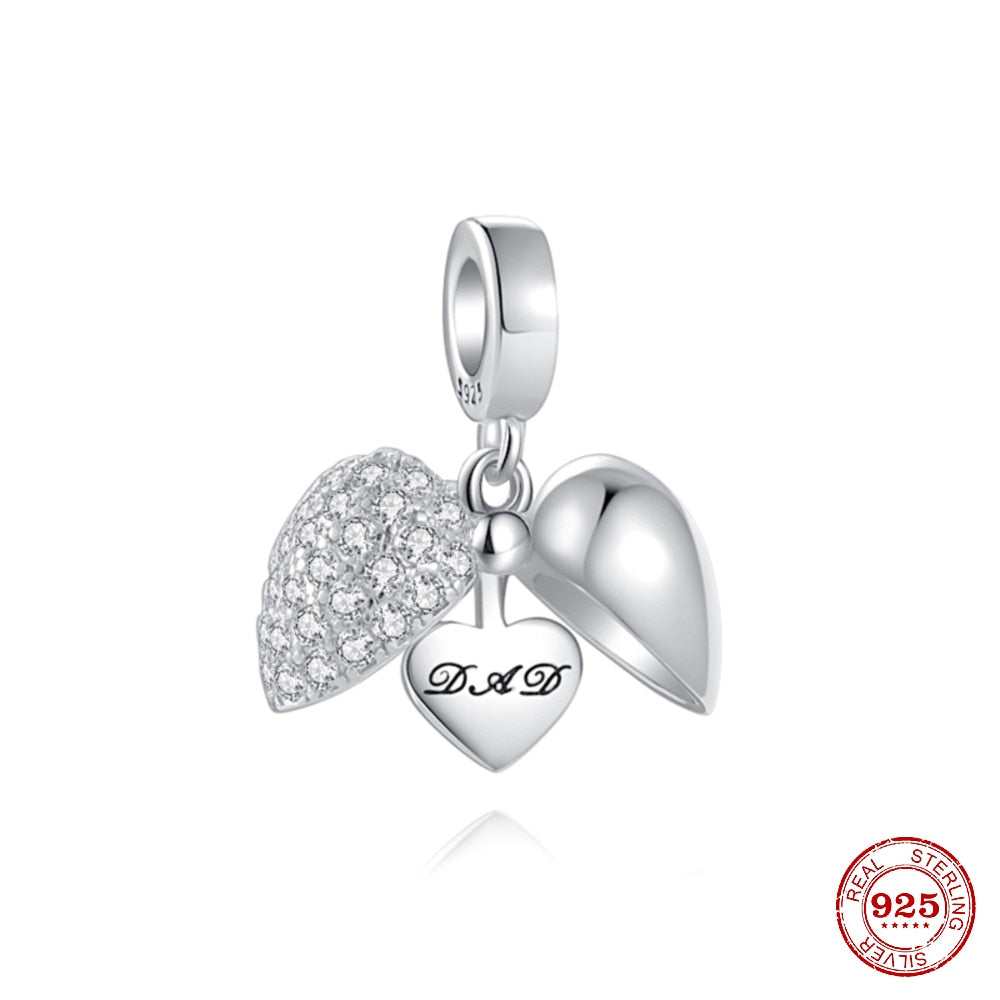 CHARM CTERLING SILVER 925 CUORE DAD PENDENTE BIANCO