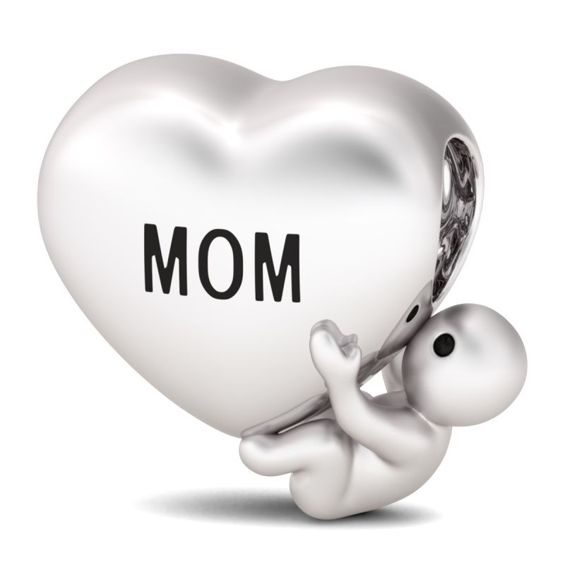 CHARM STERLING SILVER 925 CUORE MOM/I LOVE YOU