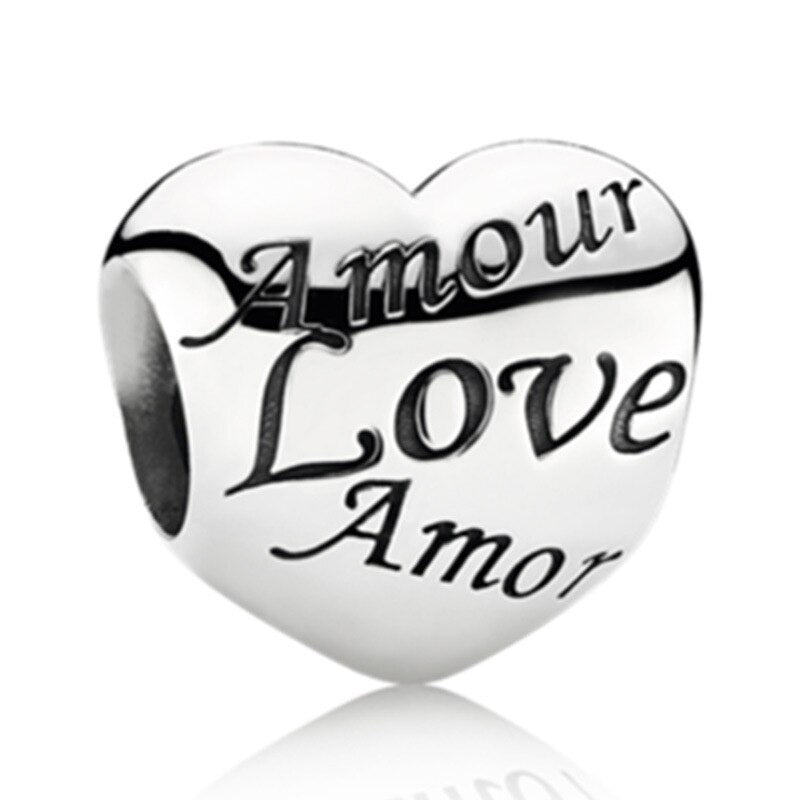CHARM STERLING SILVER 925 CUORE AMOUR LOVE