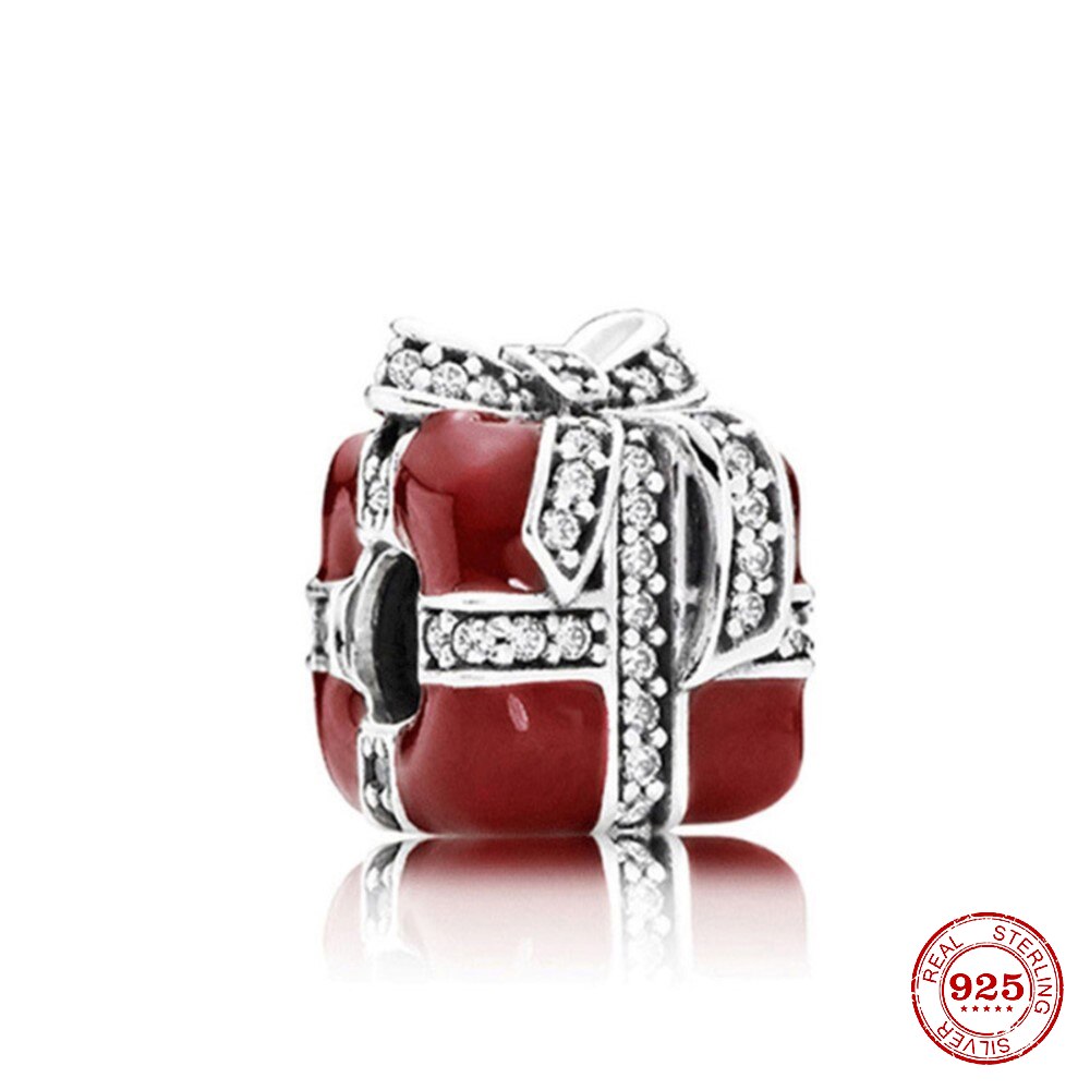CHARM STERLING SILVER 925 PACCO ROSSO NATALE