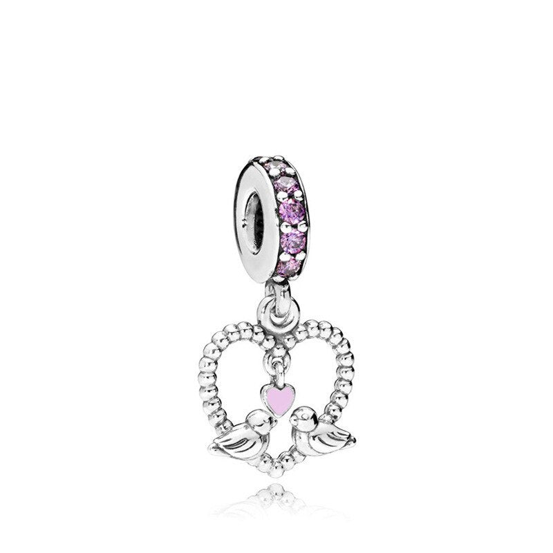 CHARM STERLING SILVER 925 UCCELLI IN CUORE